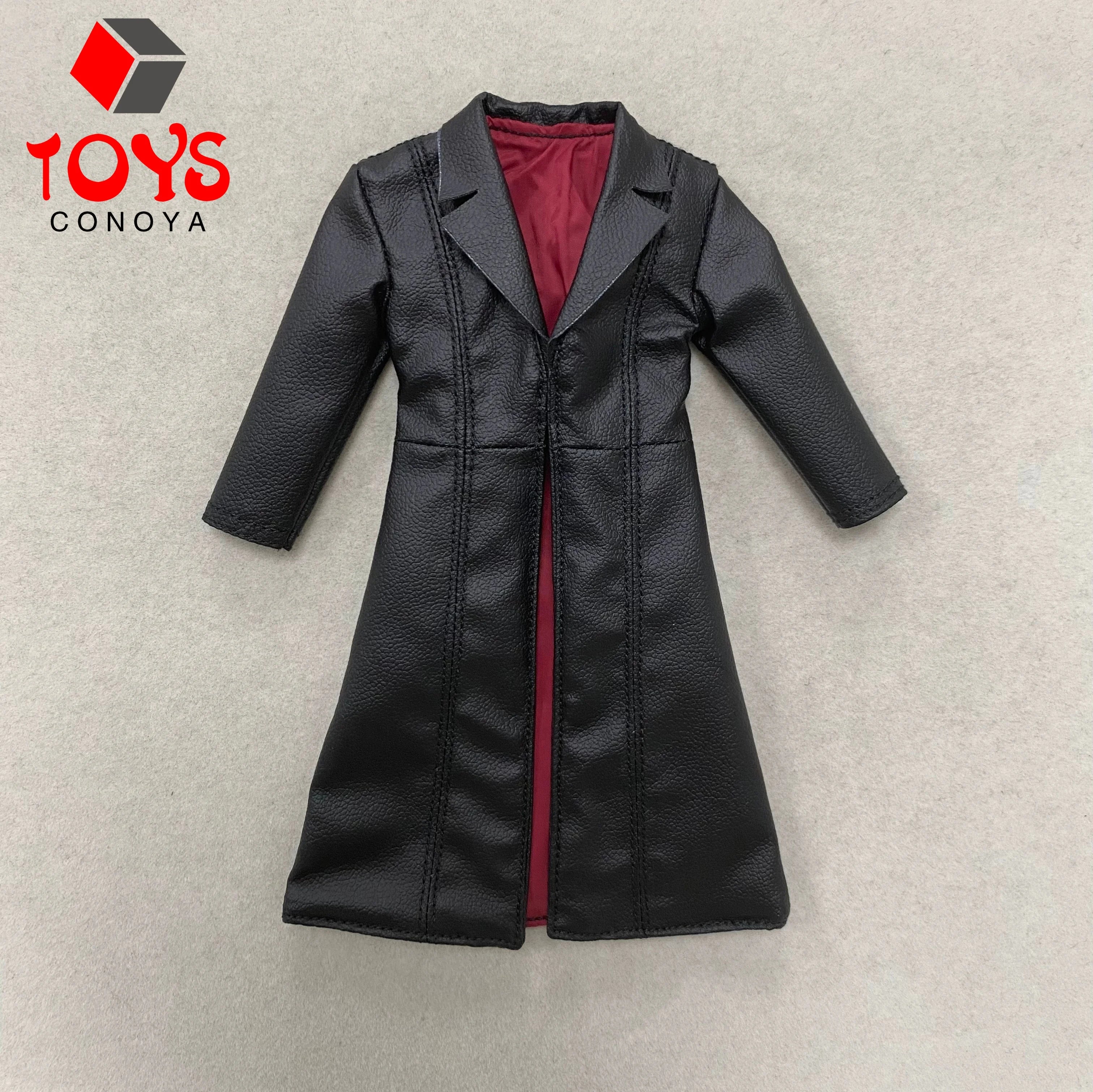 1/12 Scale Black Leather Coat Cloth Coat Clothes Model Fit 6'' Notaman Romankey Male Soldier Action Figure Body