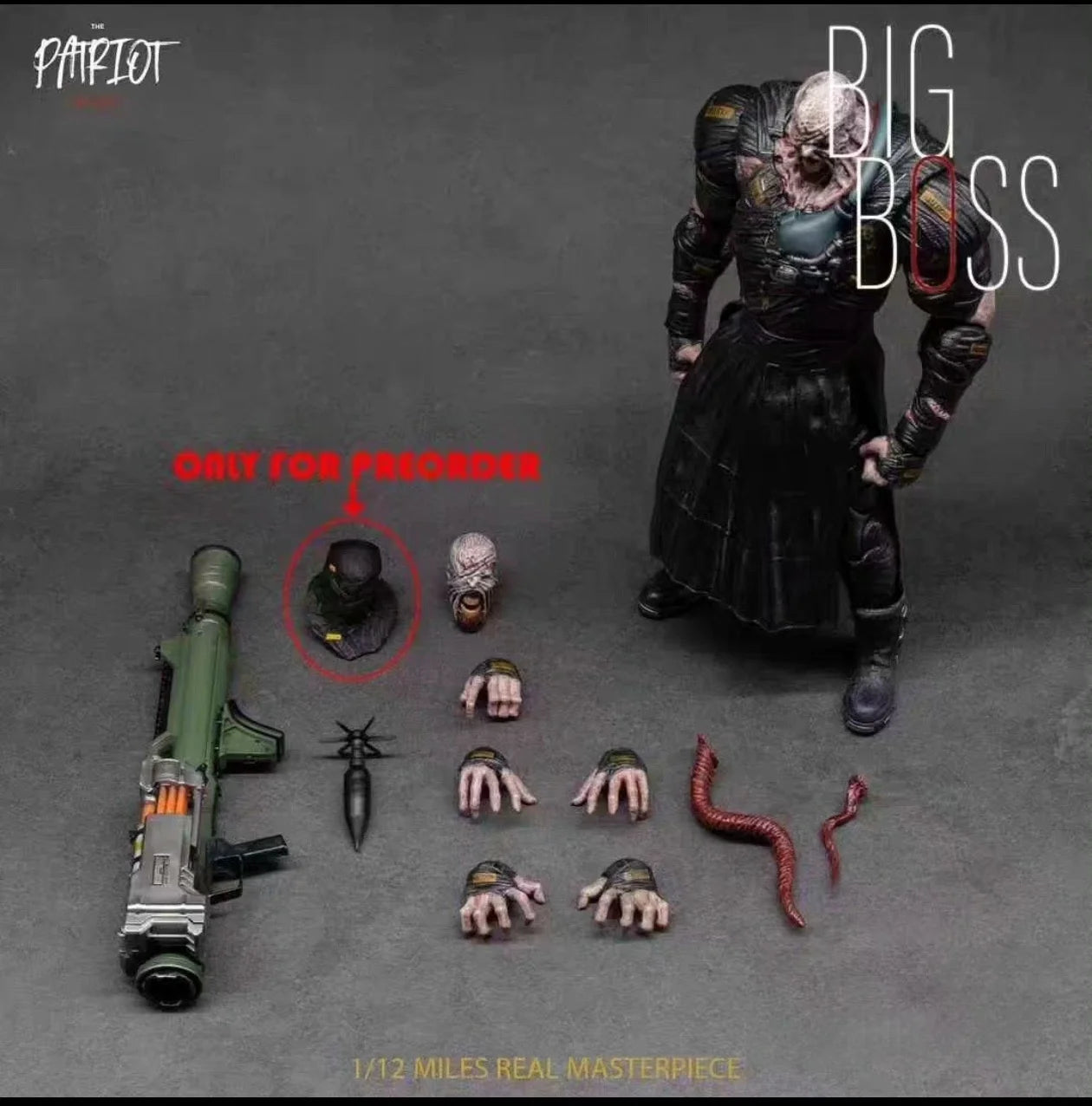 1/12 Patriot Resident Evl Nemesis-T Type Big Boss Action Figure Biohazard Original Game Collection Pvc Movable Model Toys Gift