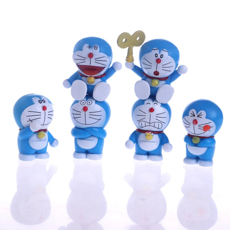 1Set Doraemon Anime Character Nobita Shizuka Action Figure Hand-made Cake Decor Car Ornament Model Doll Toys Kids Birthday Gift