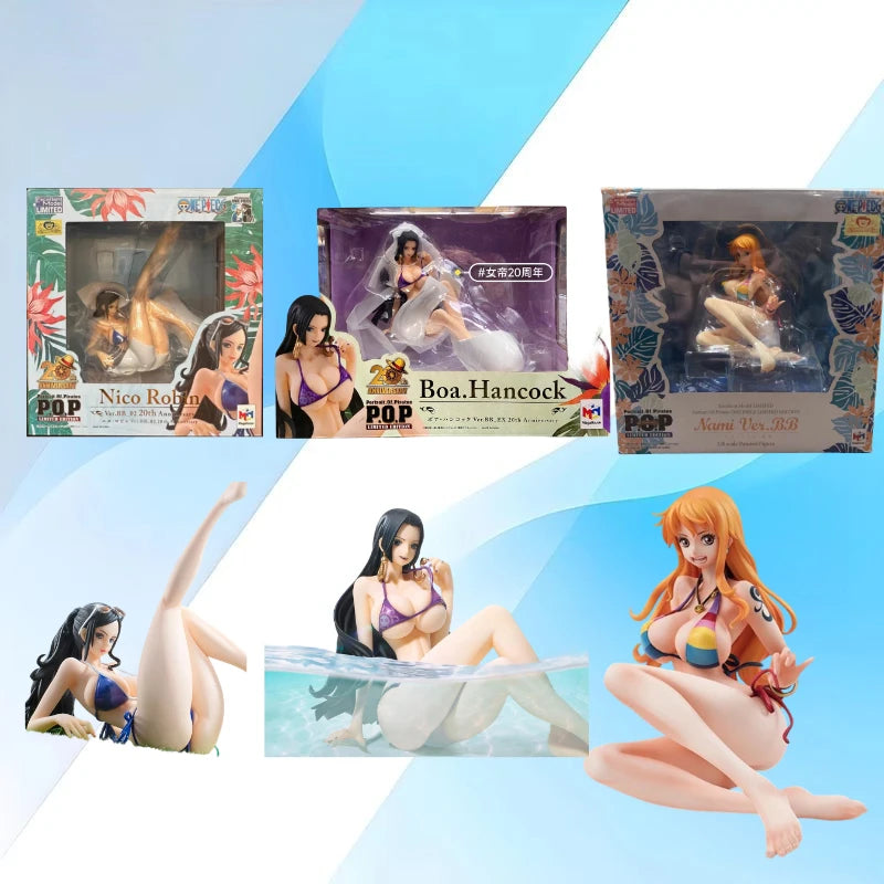 MegaHouse  POP "Limited Edition" Nico Robin Boa.Hancock Nami Ver.BB Handmade Model Anime Character Figurines Collectible