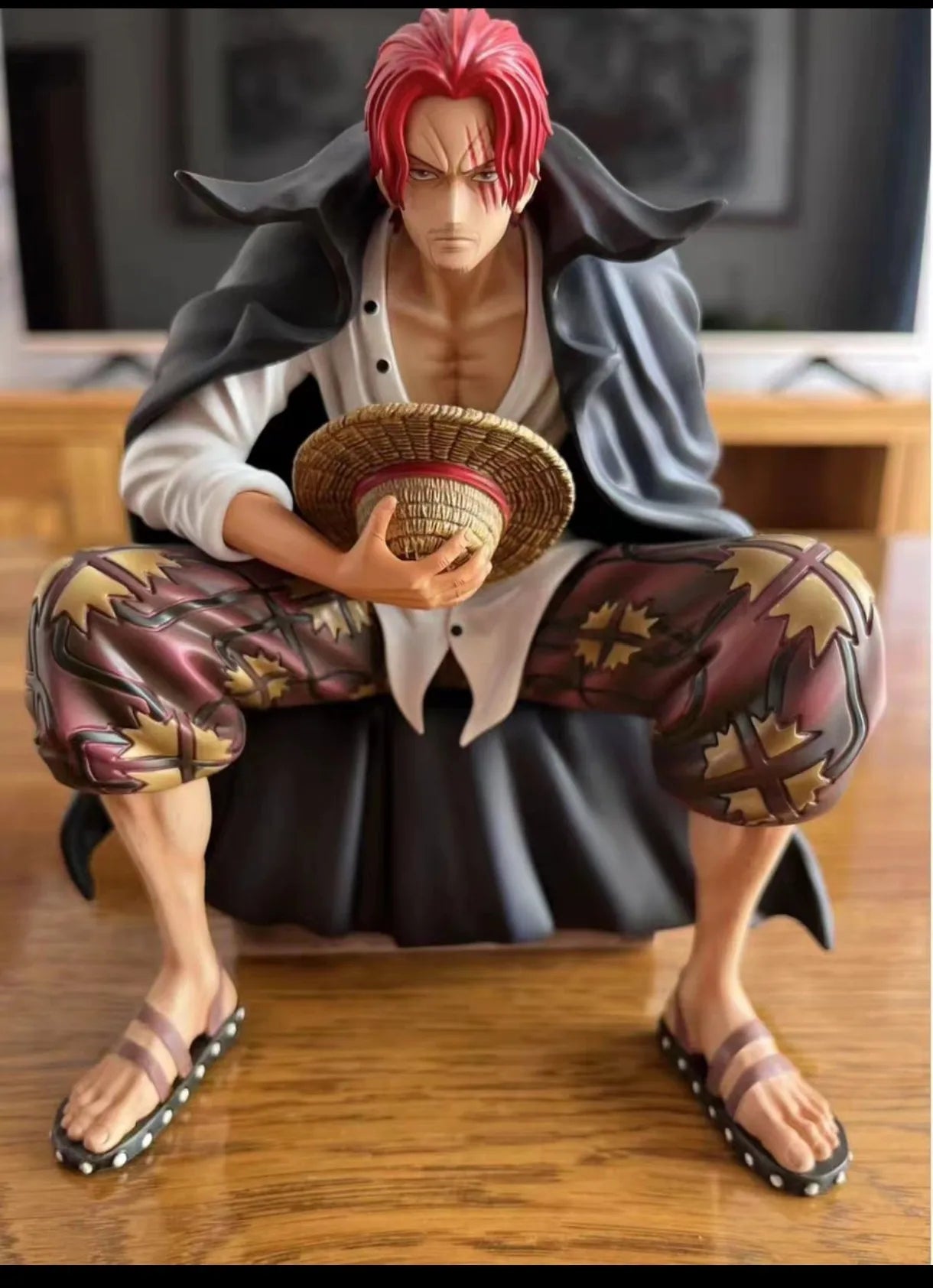 One Piece King Gk Anime Statue Modell Rote Haare Four Kings Shanks Bt Sitzhaltung Sammlerstück 17cm Ornament Actionfigur