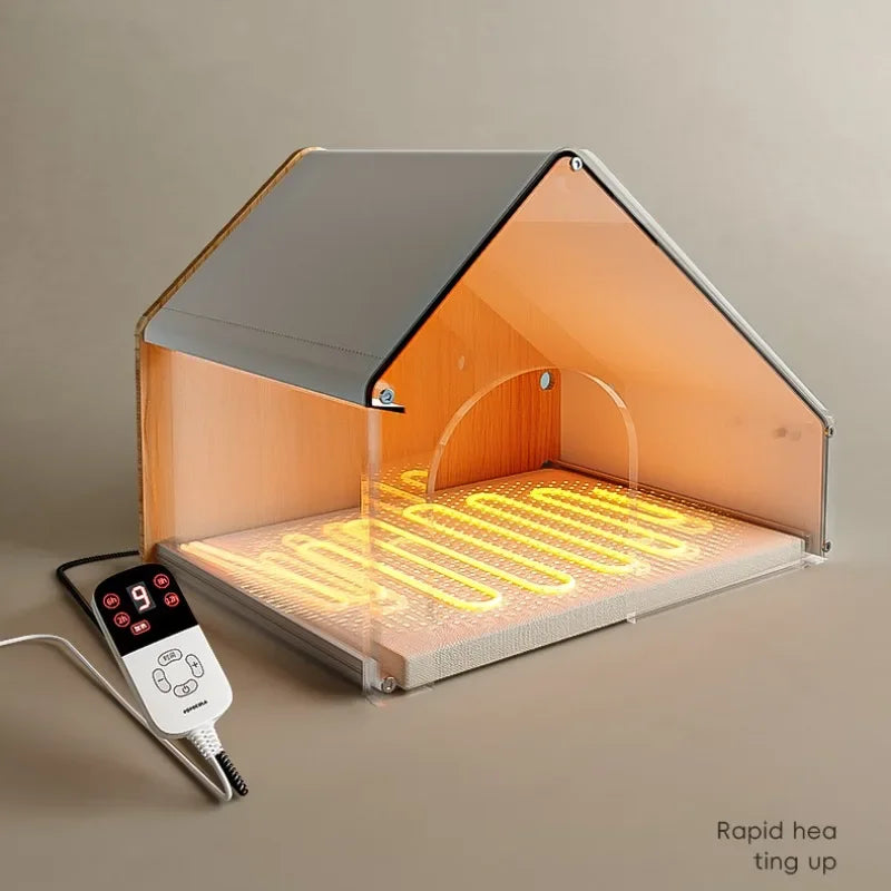 Constant Temperature Cat's Nest for Winter Warmth Pet Bed Closed Style Solid Wood House Sense of Security Kitten Sleeping Bed