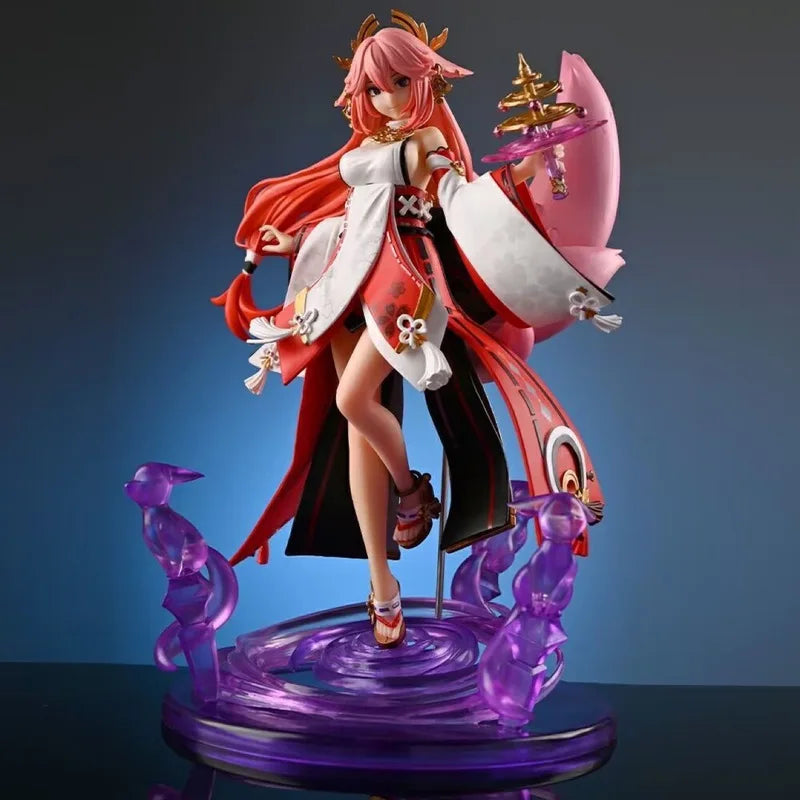 24CM Genshin Impact Yae Miko Figure Standing Game Merchandise Statue Collectible Model Desktop Ornament Decor Game Fan Toys Gift