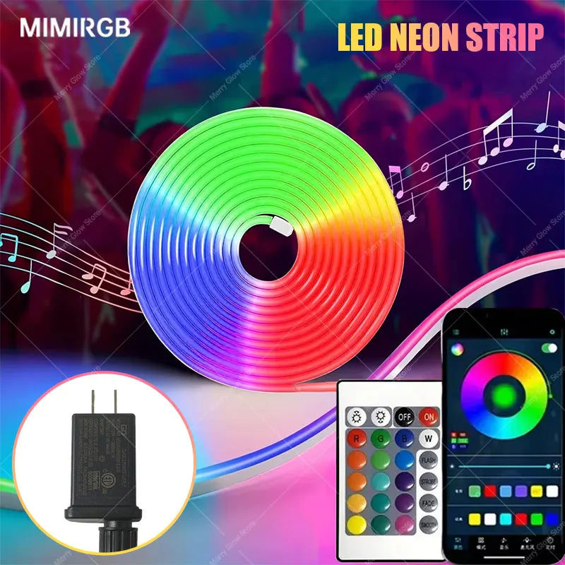 15M RGB LED Neon Lights, Smart App Remote Control, Waterproof Music Sync Color Changing Rope for Bedroom Living Game