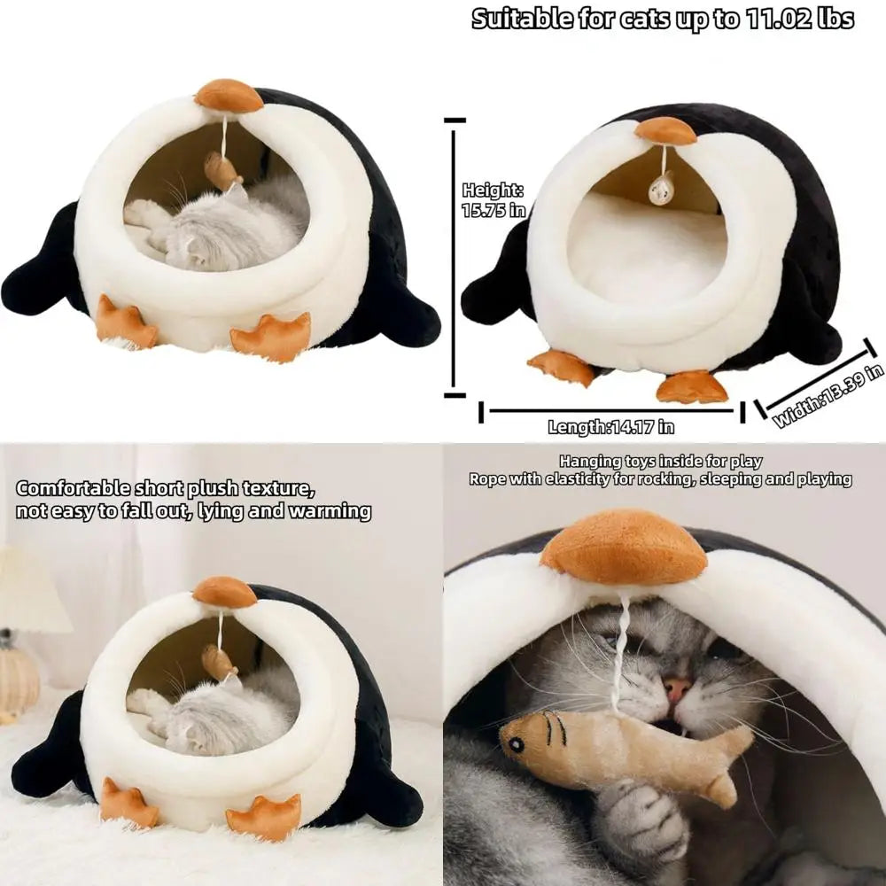 cozy pumpkin-themed cat bed with removable mat, ideal warm nest for cats and small dogs