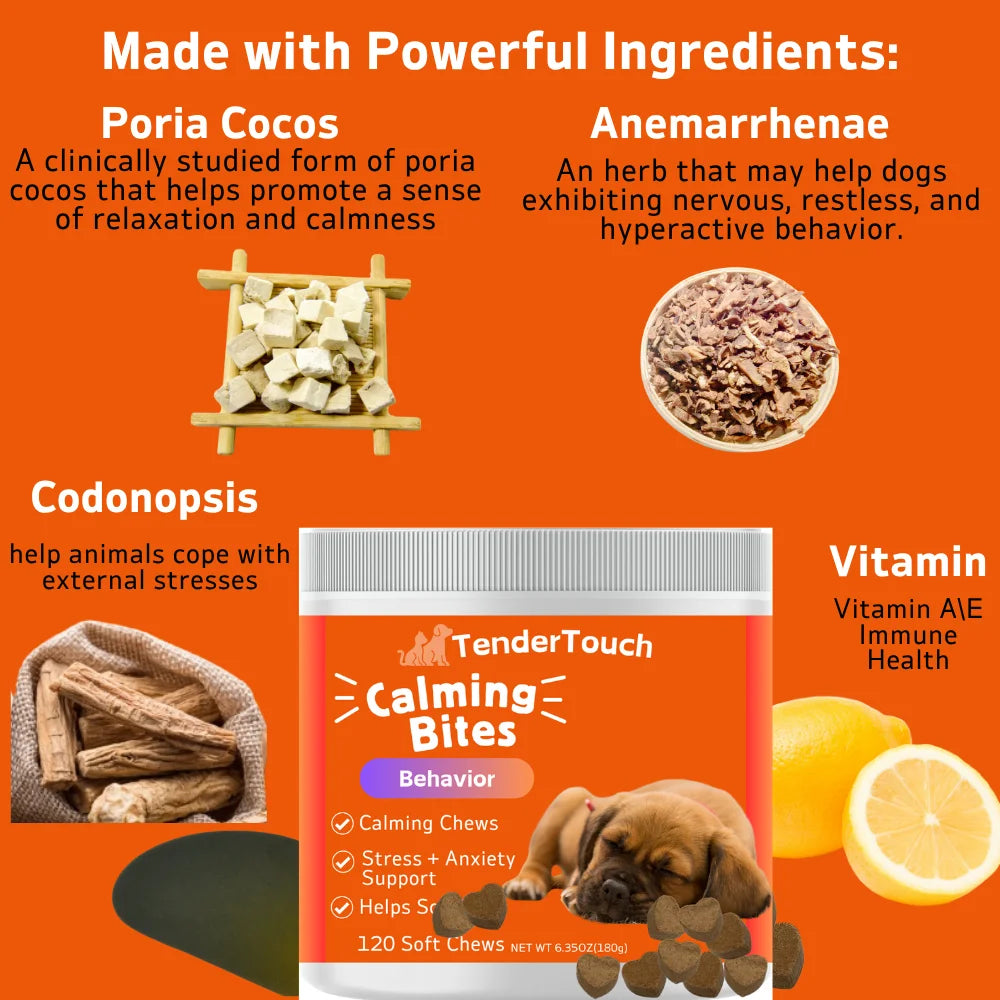 360 Kausnacks – 3er-Pack (3 x 180 g/6,35 oz) 540 g/19,1 oz – TenderTouch Beruhigung für Hunde – Natürliche Hilfe bei Angstzuständen bei Alltagsstress