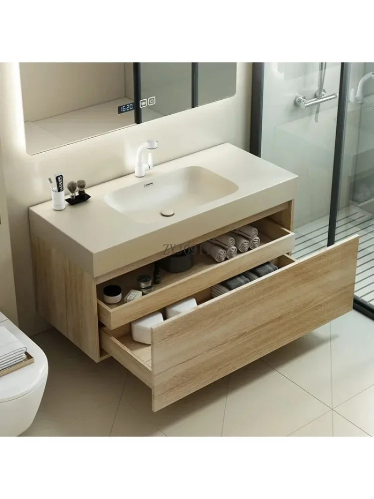Furniture Luxury Vanity Bathroom Multifunction Home Storage Locker Mirrors Space Saving Cabinet Salon Station Floor Wooden Towel