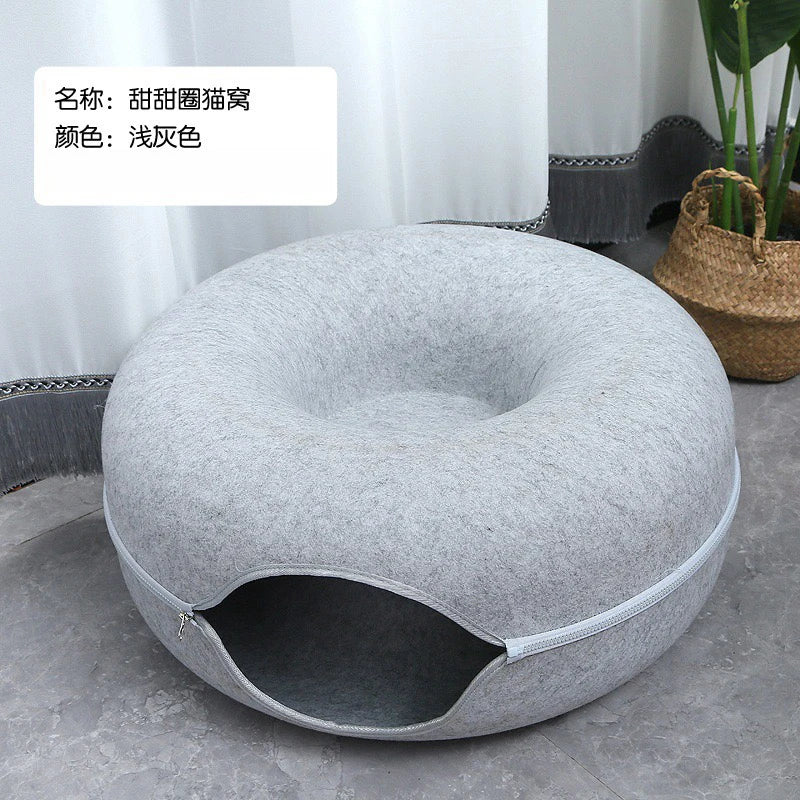 Donut Katzenbett Interaktiver Tunnel Haustier Filz Indoor Spielzeug Katzen Haus Kätzchen Trainingsspielzeug Katzenhütte Haustierbedarf