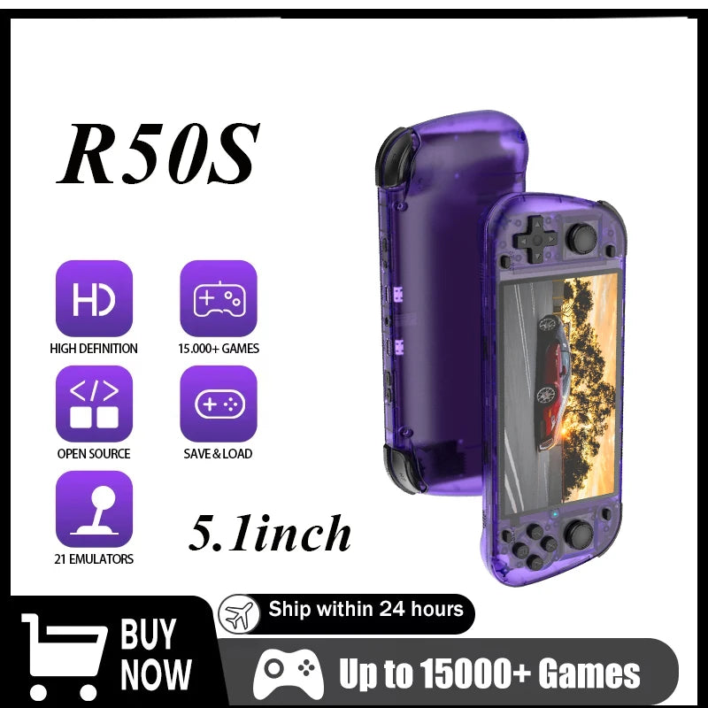 5.1-inch R50S Game Console 4200mAh battery Video Gaming player 854*480 HD IPS Screen Retro handheld game consola Dropshipping