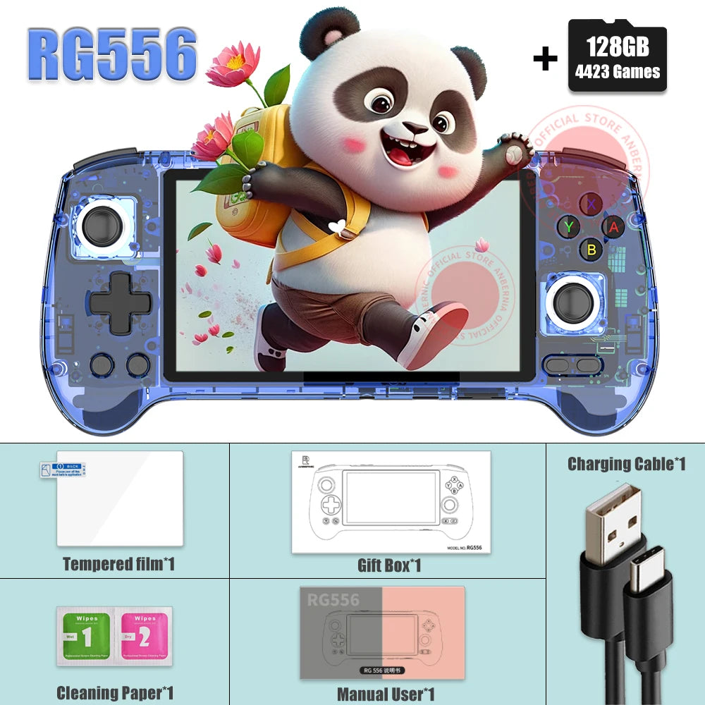 ANBERNIC RG556 Retro Handheld Game Console 64bit Android 13 System Unisoc T820 5.48-inch AMOLED Screen Hall Joystick Game Player
