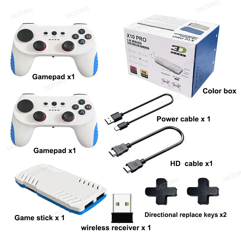 Neue TV-Spielkonsole 128G Eingebaute 50000 Retro-Spiele 50 Emulatoren Videojuegos Consola Dual Wireless Gamepad X10 Pro Game Stick 4K 