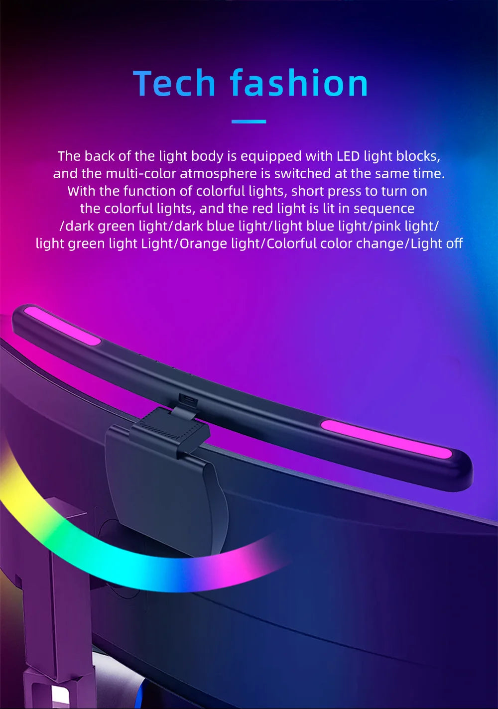RGB Curved Screen Monitor Light Bar Stepless Dimming Screen Hanging Light Atmosphere LED Laptop Computer Table Lamp Bar Monitor