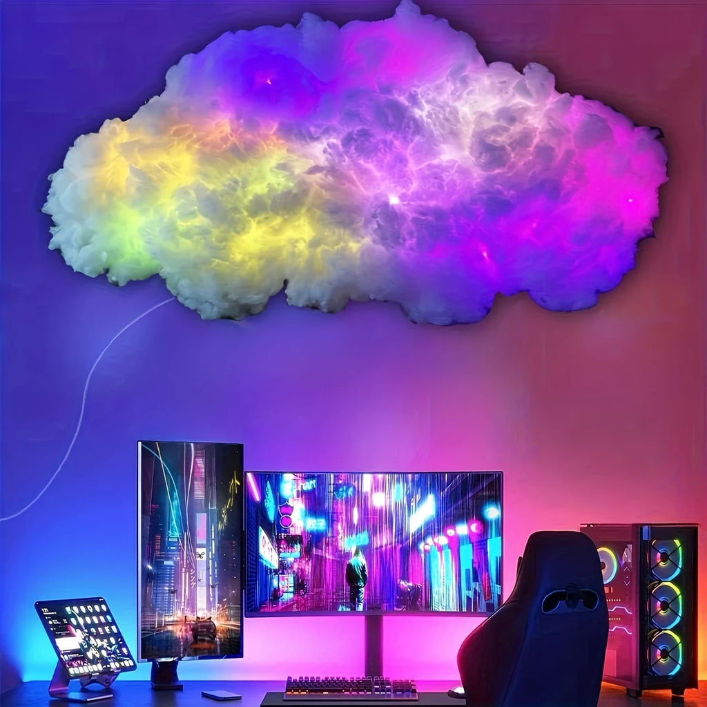 3D Thunder Cloud Led Night Light Usb Powered Led Cloud Ceiling Kit With Cotton Clouds Child Gaming Room Decoration 1M Rgb Strip