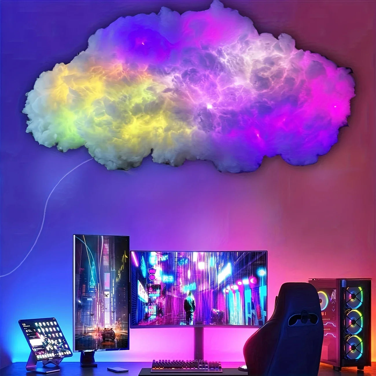 3D Thunder Cloud Led Night Light Usb Powered Led Cloud Ceiling Kit With Cotton Clouds Child Gaming Room Decoration 1M Rgb Strip