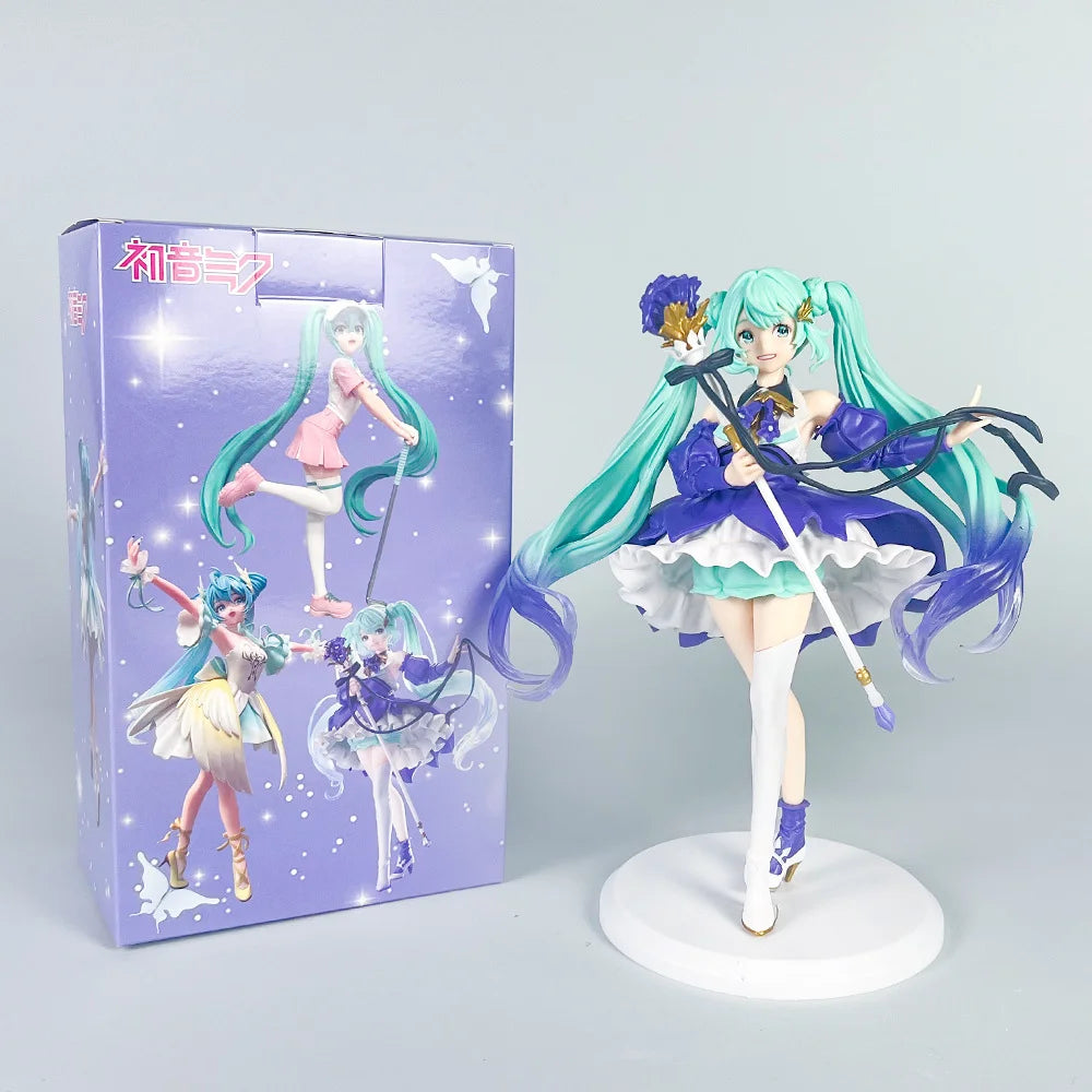 Anime Little Devil Hatsune Miku Handmade Little Raccoon Chuyin Dark Angel Handmade PVC Model Animation Peripheral Ornaments
