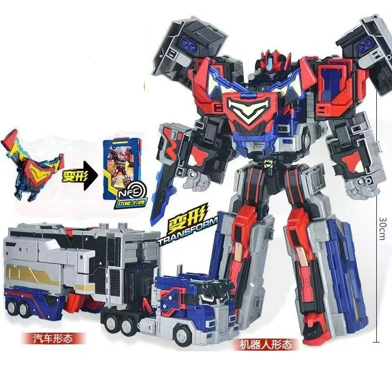 Metal Cardbot 30CM Gold HEAVY IRON Trailer Cargo Truck Transforming Robot Car Card Toy Action Figure Transformation Model Gift