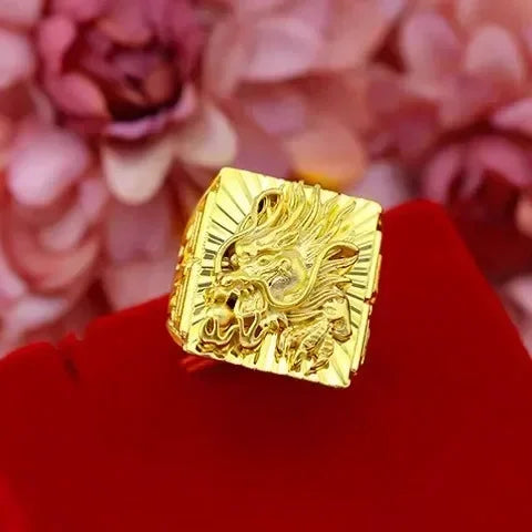 Gold shop with 999 24k real  gold ring men's fortune adjustable  24 K 5D real gold ring smooth sailing domineering male ring