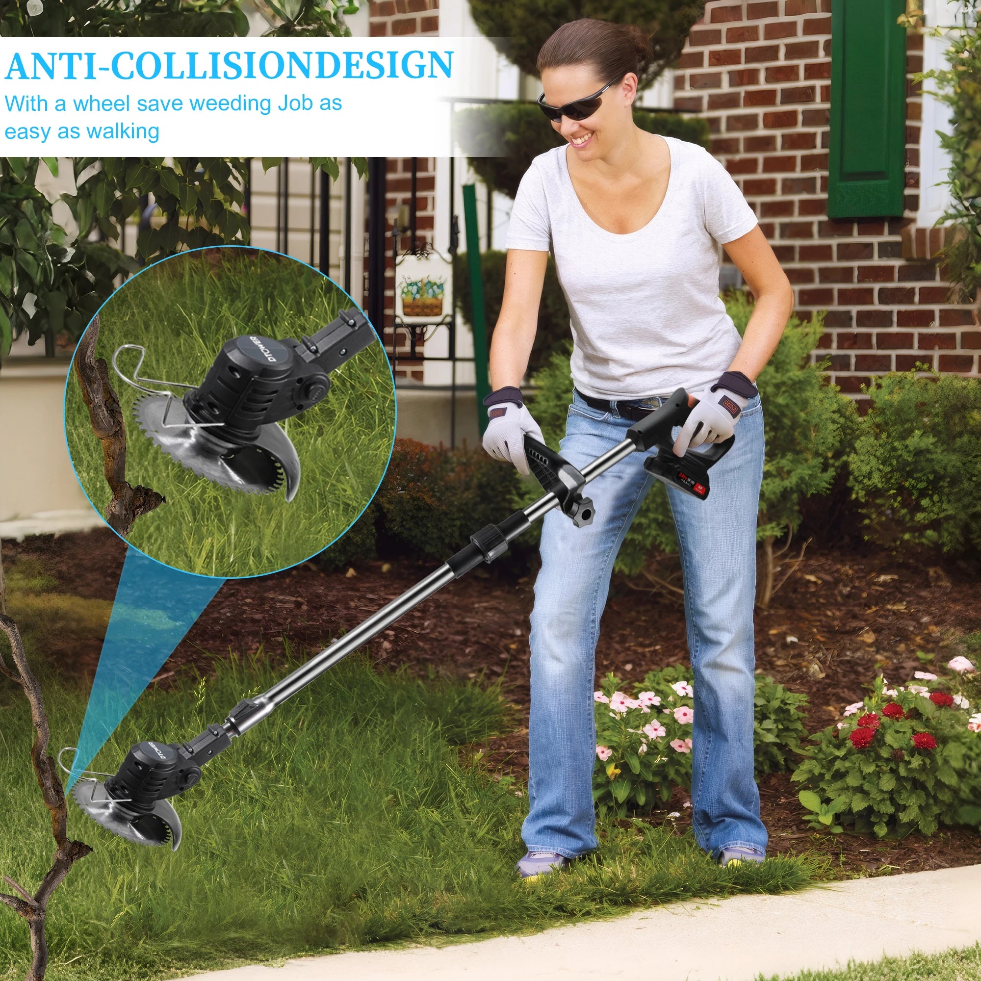 Electric Lawn Mower Cordless Grass Trimmer 21V 1300mAh Rechargeable Battery Fast Charger Power Electric Lawn Mower Garden Tools