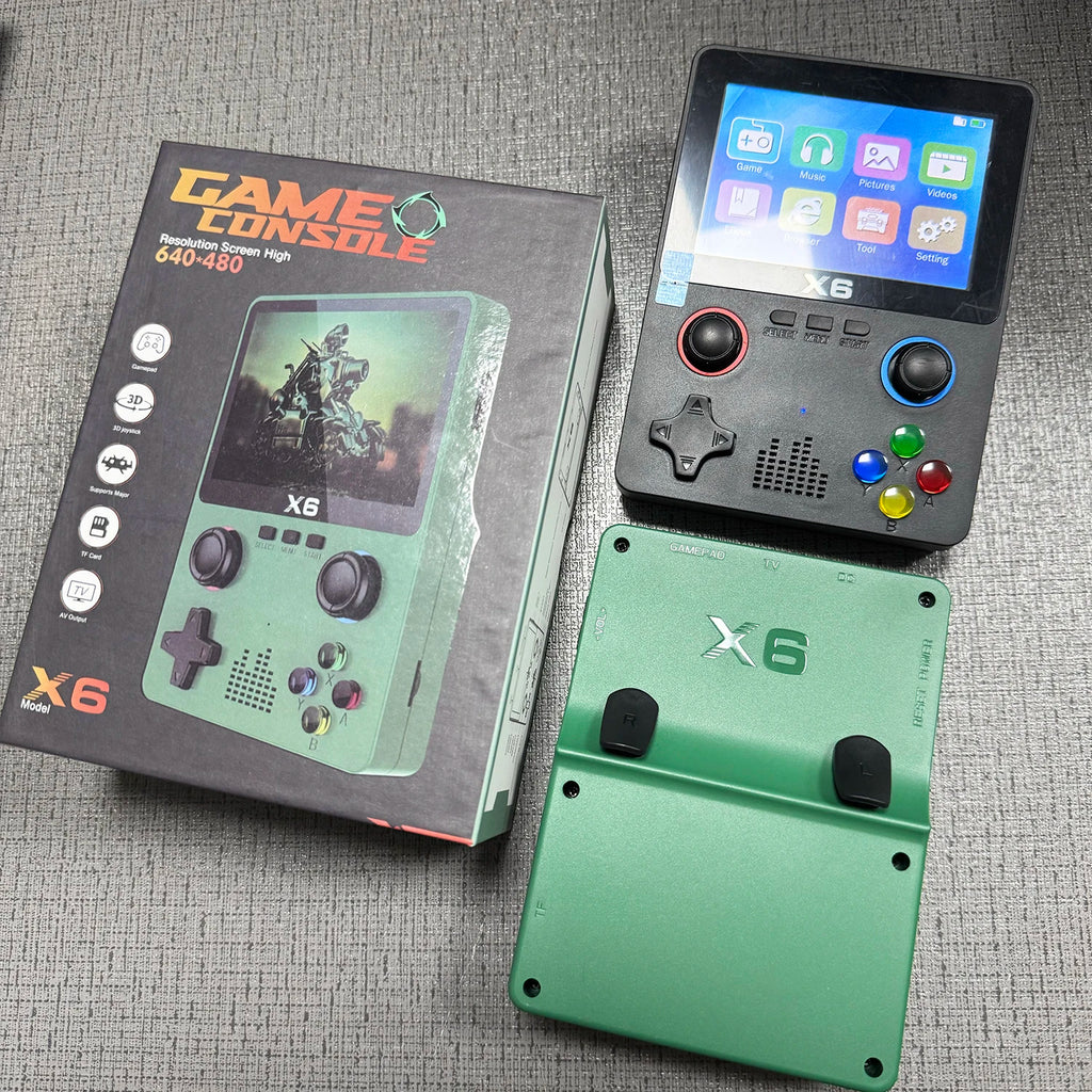 Neuer X6 3,5-Zoll-IPS-Bildschirm Handheld-Spiel-Player Dual-Joystick 11 Simulatoren GBA Videospielkonsole für Kindergeschenke