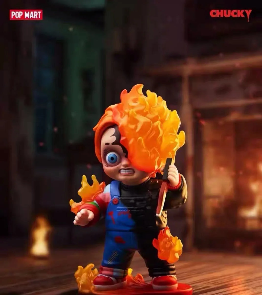 POPMART Halloween Chucky Ghost Kid Reincarnation Series Blind Box Trendy Toy Anime Actionfigur Überraschungsgeschenk zum Geburtstag