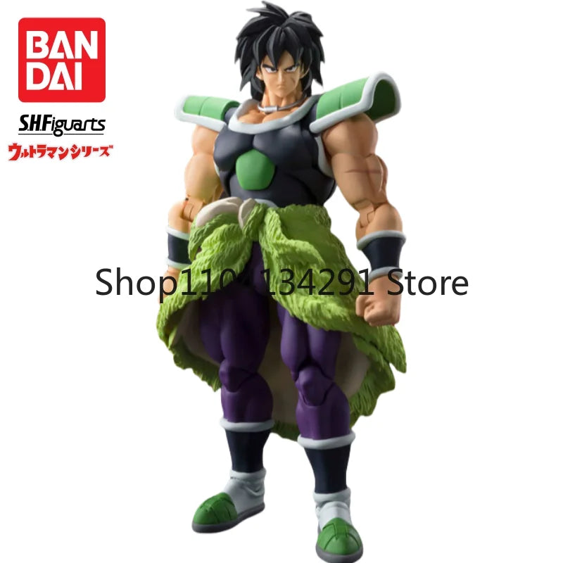 Original Stock Bandai SHF Dragon Ball Super Movie Edition Broly Black Hair Battle Suit Super Saiyan Birthday Gift Toy