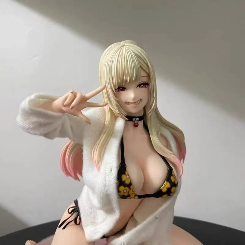 EDS Studio My Dress-Up Darling Marin Kitagawa 19cm Movable Figure - Sexy Bikini Swimsuit with Pink Fur Base, Anime PVC Statue