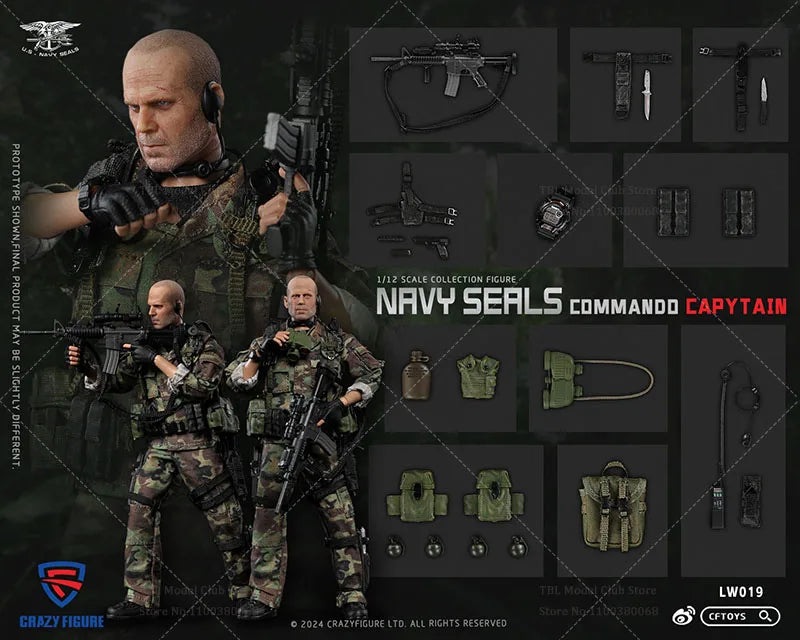 In Stock CRAZY FIGURE LW019 1/12 Scale SEAL Special Assault Team-Captain Action Figure 6'' Male Soldier Figurine Model Toy