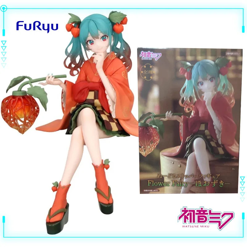 FuRyu Original Genuine Vocaloid Hatsune Miku Flower Fairy Hoozuki Chinese Lantern Plant 15cm Noodle Stopper Model Toy Figures