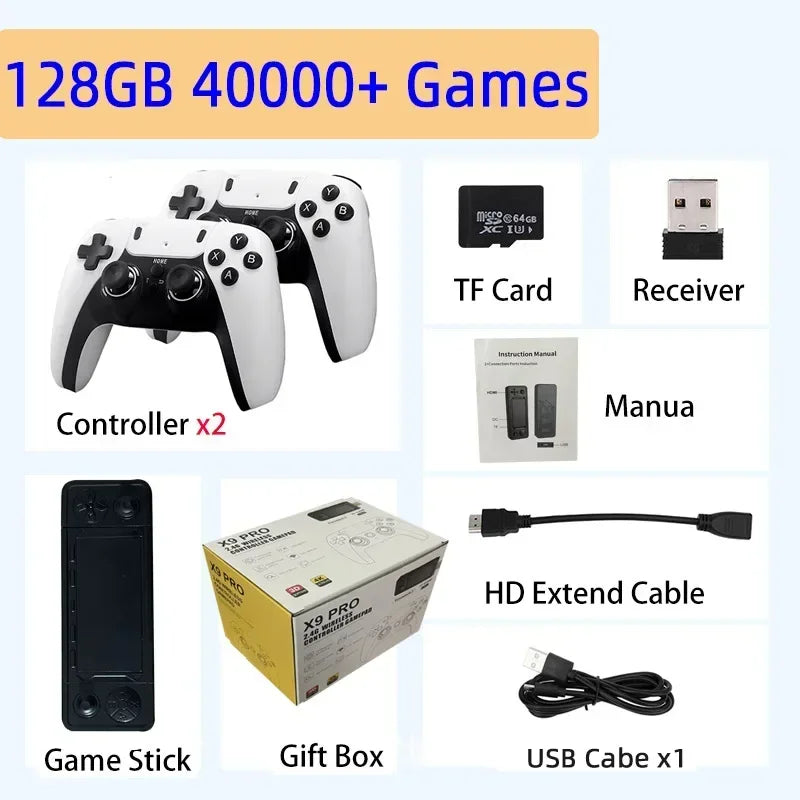 X9 PRO Game Stick 4K Retro Video Game Console Classic Gaming Console 64GB 30000 Games 2.4G Wireless Gamepad play station 4
