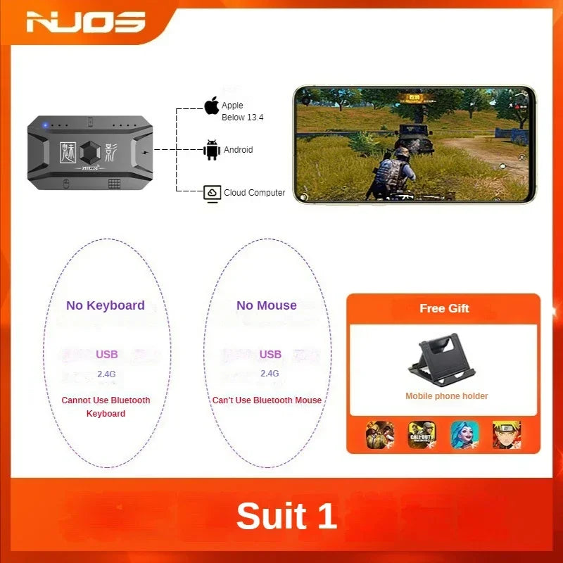 M1 Pro Mobile Game Controller 4 in 1 Maus-Tastatur-Adapter-Konverter BT V5.0 Programmierbarer Adapter unterstützt IOS Android System