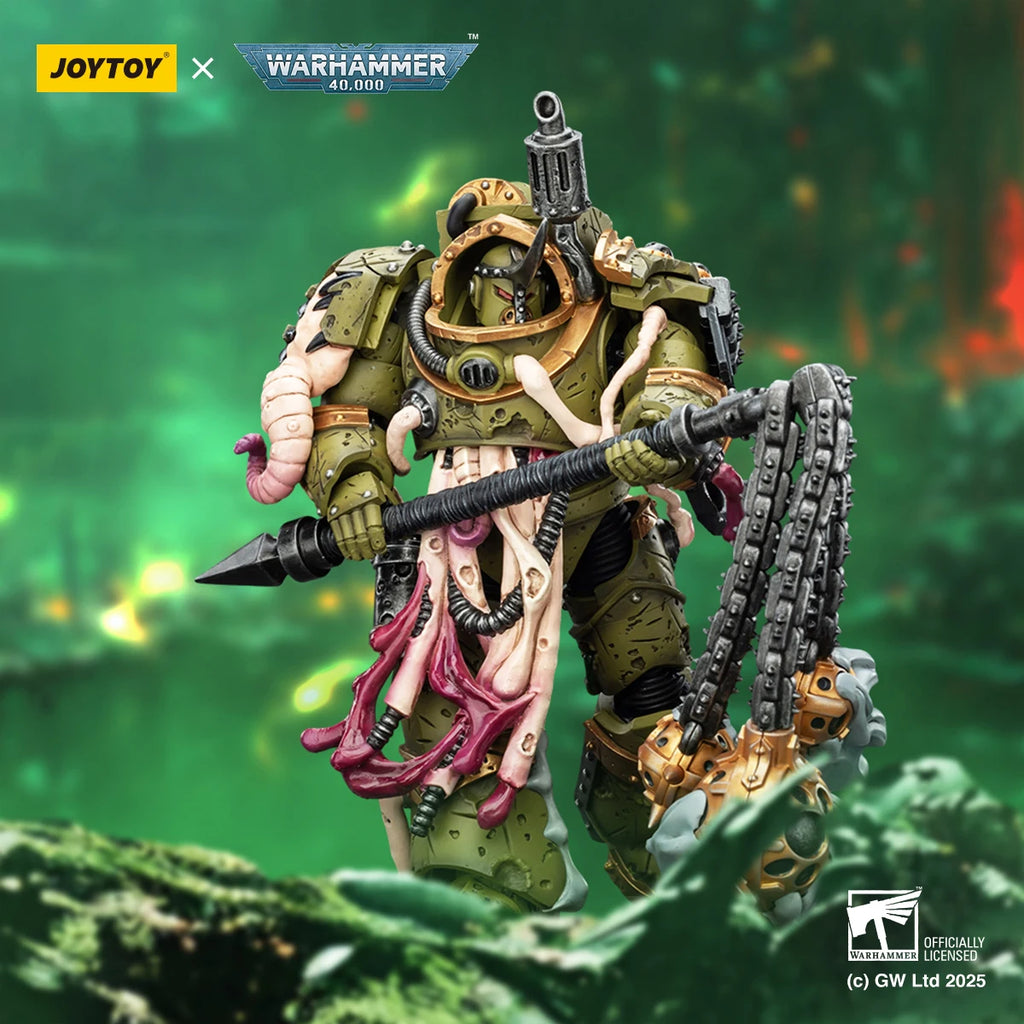 【MT】JOYTOY Warhammer 40K Death Guard Blightlord Terminator Plague Marine Icon Bearer 1/18 Action Figure Model Toy