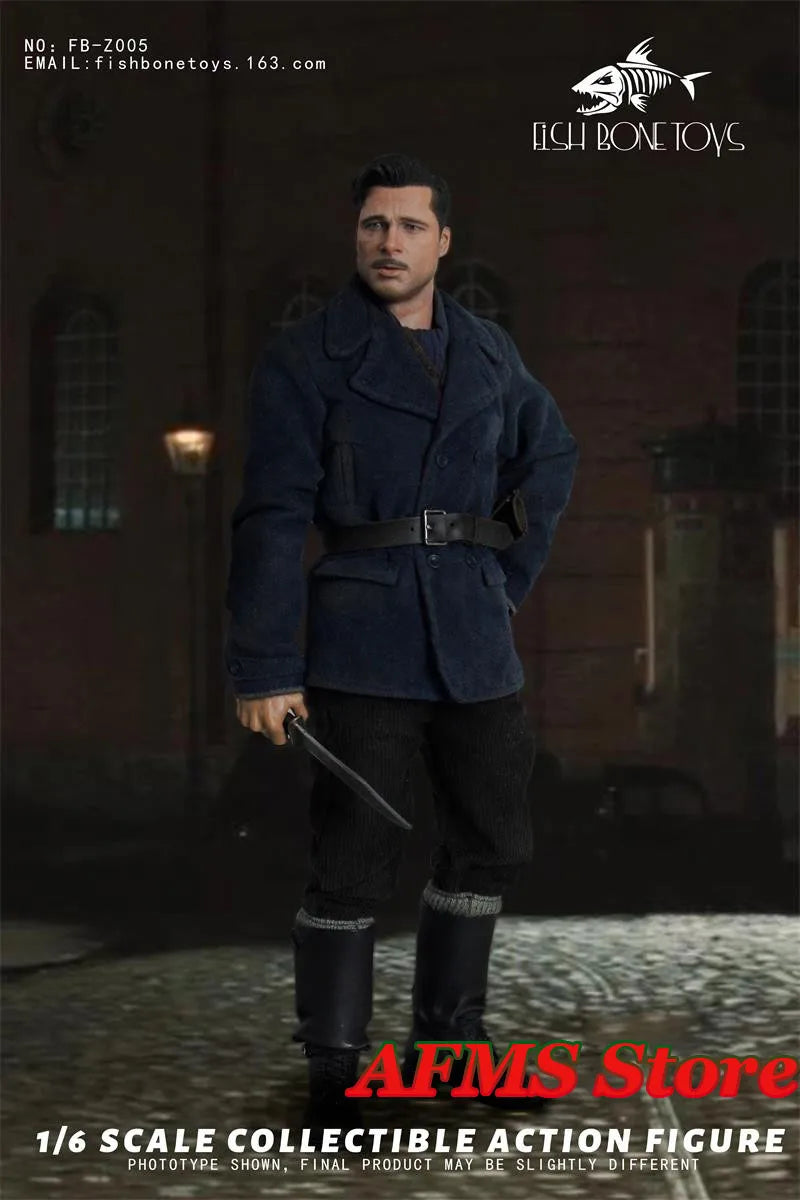 FISH BONETOYS FB-Z005 1/6 Men Soldier Brad Pitt Inglourious Basterds World War II Dolls 12inch Full Set Action Figure Body