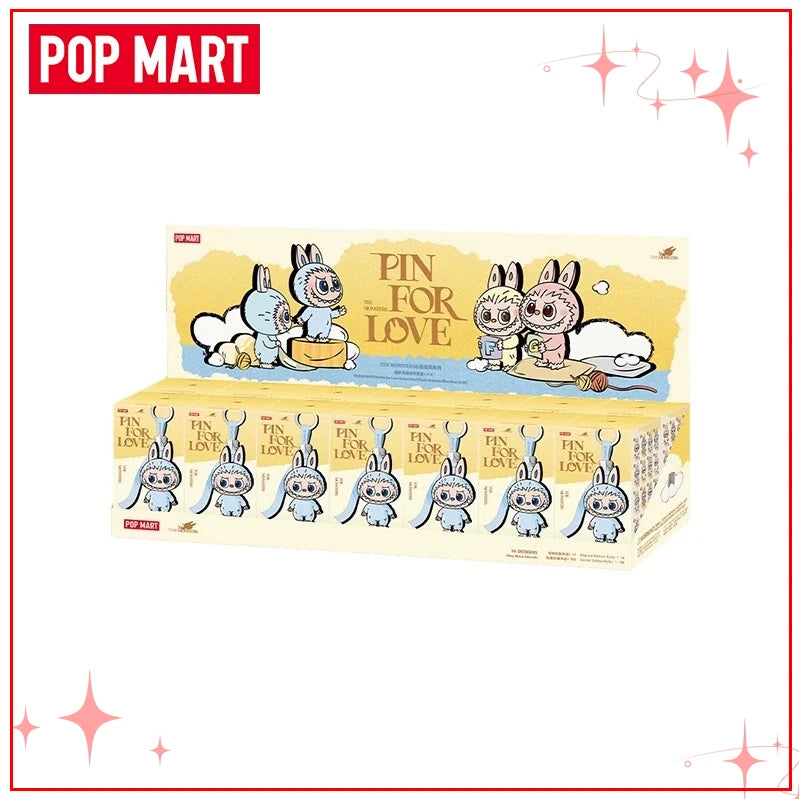 POPMART Чудовищата Лабубу V4 Pin for Love Series Blind Box Vinyl Face Plush Doll Visual Keyring Toy Коледни подаръци