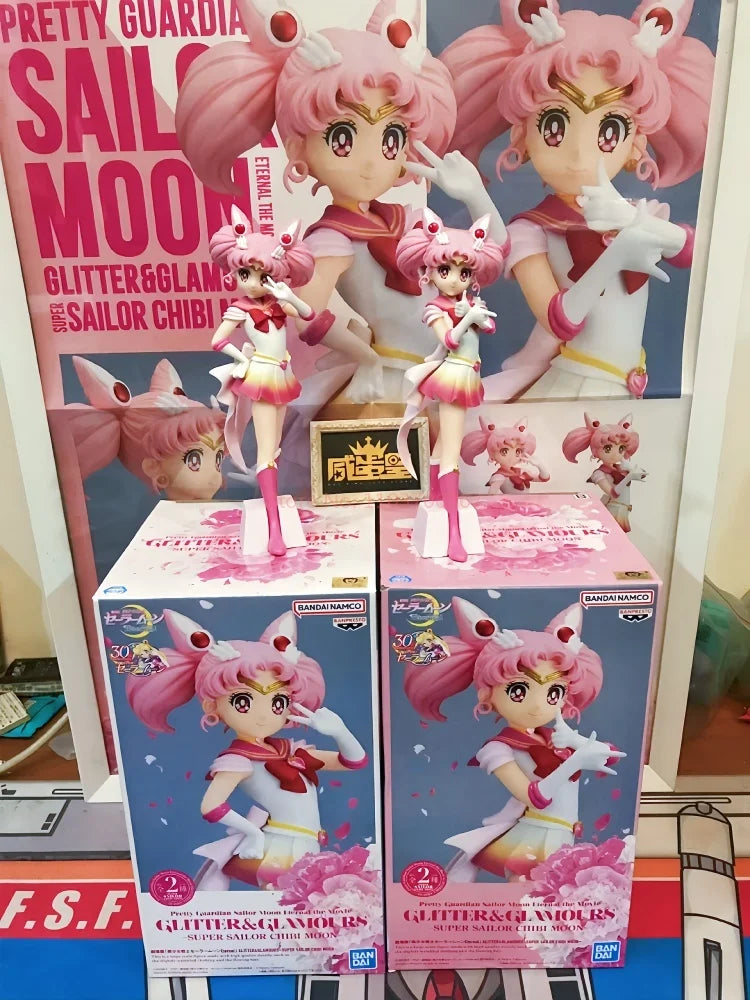 17cm Pretty Guardian Sailor Moon Cosmos The Movie Glitter Glamours Super Sailor Chibi Moon Action Figure Kid Toy Gift Custom Bym