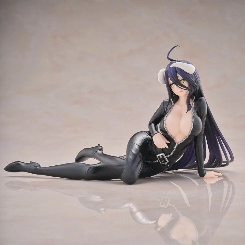 Albedo Relax Time Figure – Overlord Maid Demon Horns Prize PVC, Silver Hair Lying Desktop Display for Overlord Fans