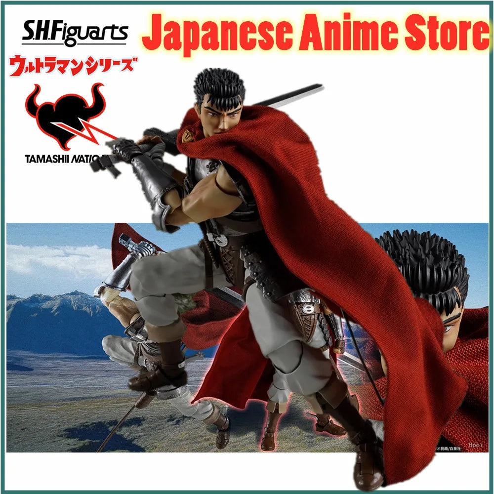 Original Bandai Anime Figure Berserk Guts S.H. Figuarts Action Figurine SHF Toys Model Collector Doll 16CM