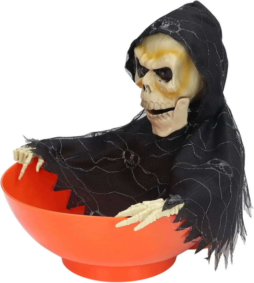 Glowing Swing Ghost Bowl Halloween Motion Sensor Screaming Head Extension Terrifying Fruit Display Haunt Tech Party Essential
