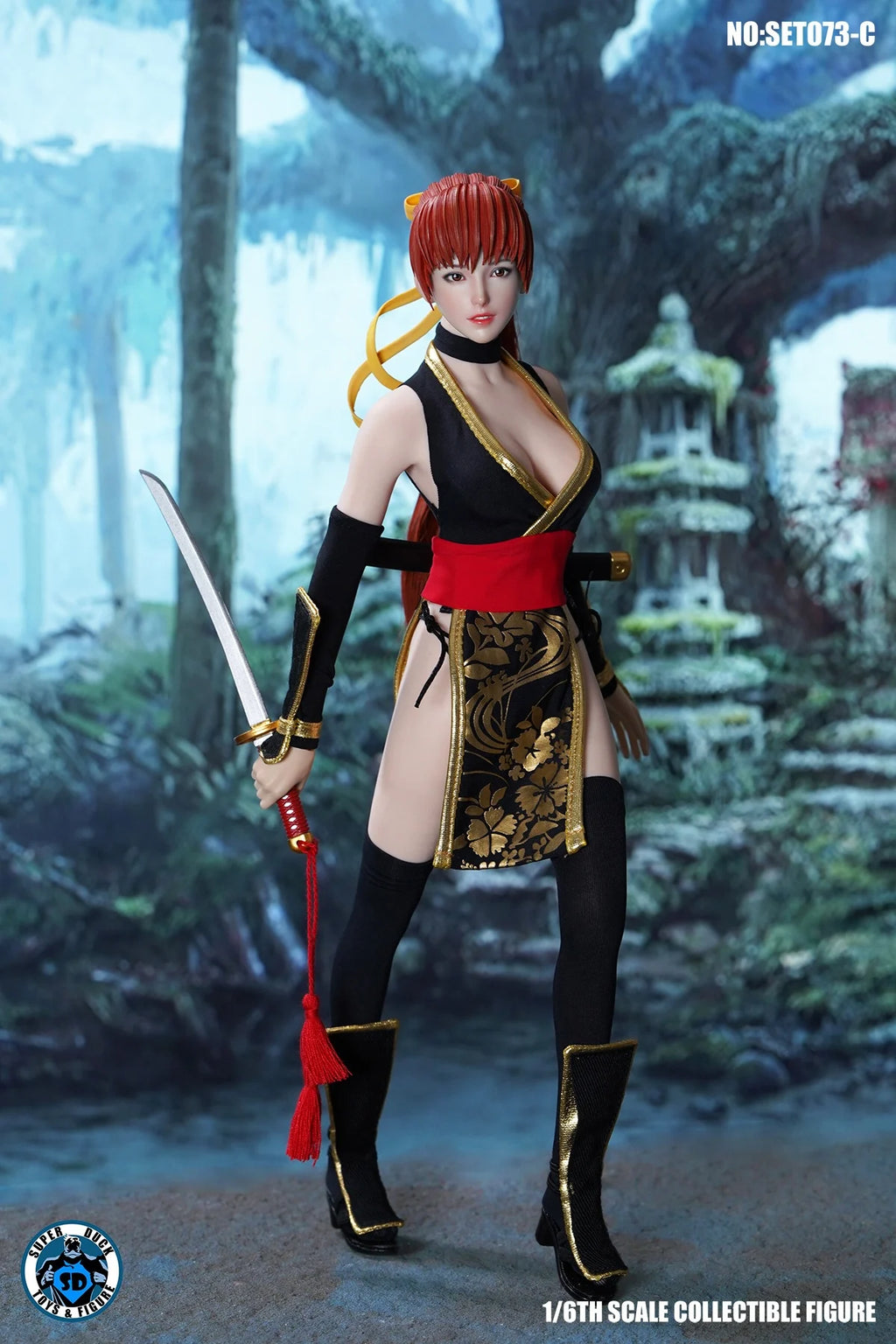 in Stock SUPER DUCK SET073 1/6 Sexy Female Ninja Head Sculpt Costume Clothes Set Model Fit 12'' TBLeague S10D Action Figure Body