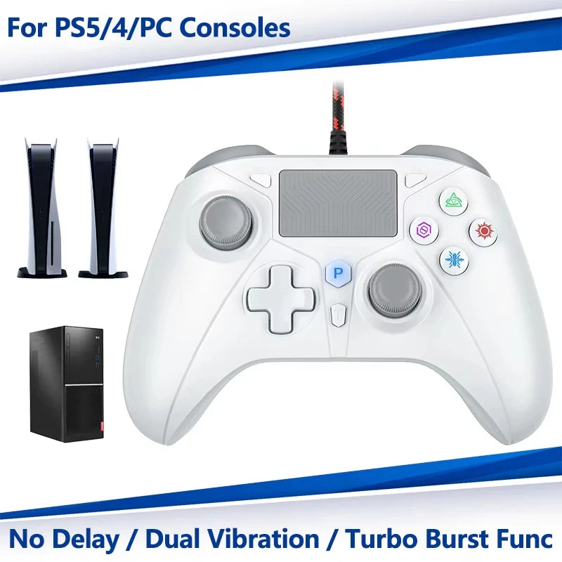 Gamepad for PS5/Pro/Slim/PC Console Controller Dual Vibration Turbo Function 2M Wired Cable Joystick Remote Game Control Rocker