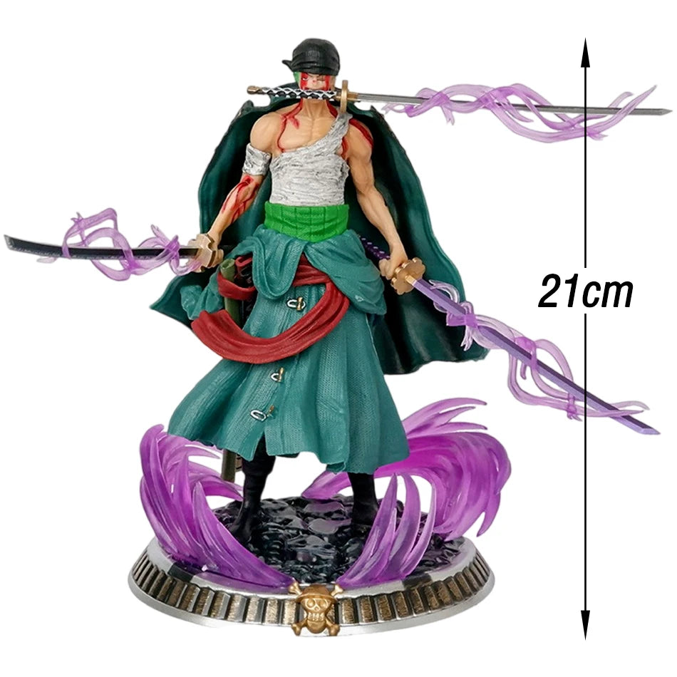 21 cm One Piece Anime Figur Bath Blood Roronoa Zoro PVC Modell Actionfigurensammlung Exquisite Geburtstags- und Weihnachtsgeschenke