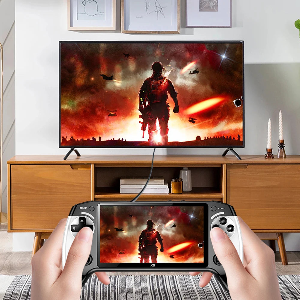 Neue X9 Handheld-Spielkonsole 1500 mAh 5,5-Zoll-IPS-Bildschirm Videospielkonsole 8 GB 2000+ Retro-Spiele Tragbarer Spiel-Player für FC GBA