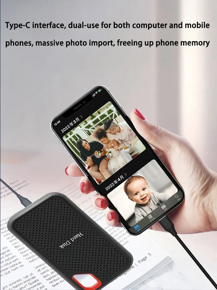 High-speed External Hard Drive 1TB Portable SSD 4TB External Solid State Drive USB 3.1 Hard Disk 128TB Storage for PC/Mac/Phone