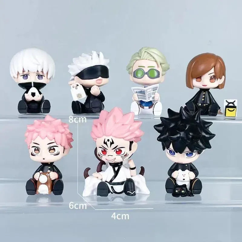 7pcs Q Version Jujutsu Kaisen Anime Figure Gojo Satoru Kugisaki Nobara Kawaii Model  Desktop Ornament Figurine Children Toy Gift