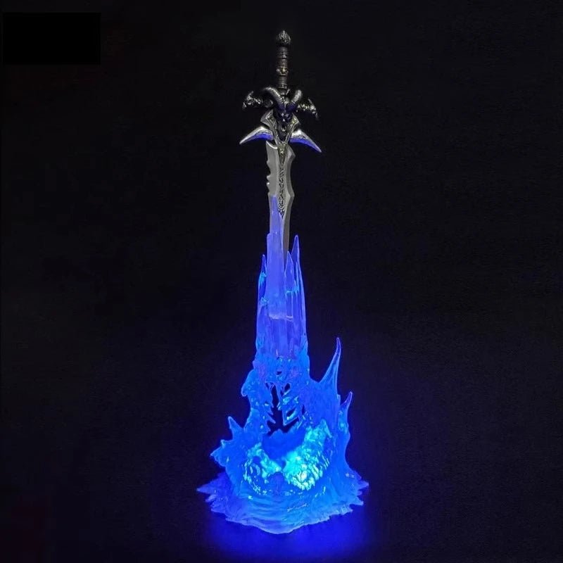 28cm LED Light Frostmourne Sword Action Figure - WoW Lich King Collectible PVC Game Peripherals for Children
