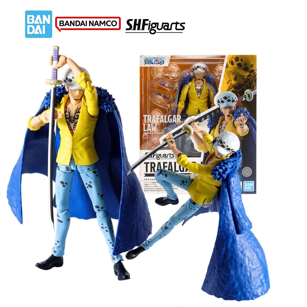 Bandai One Piece Genuine Model Kit Anime Figure S.H.Figuarts Trafalgar D Water Law Action Figure Joints Movable Model Toys Gifts