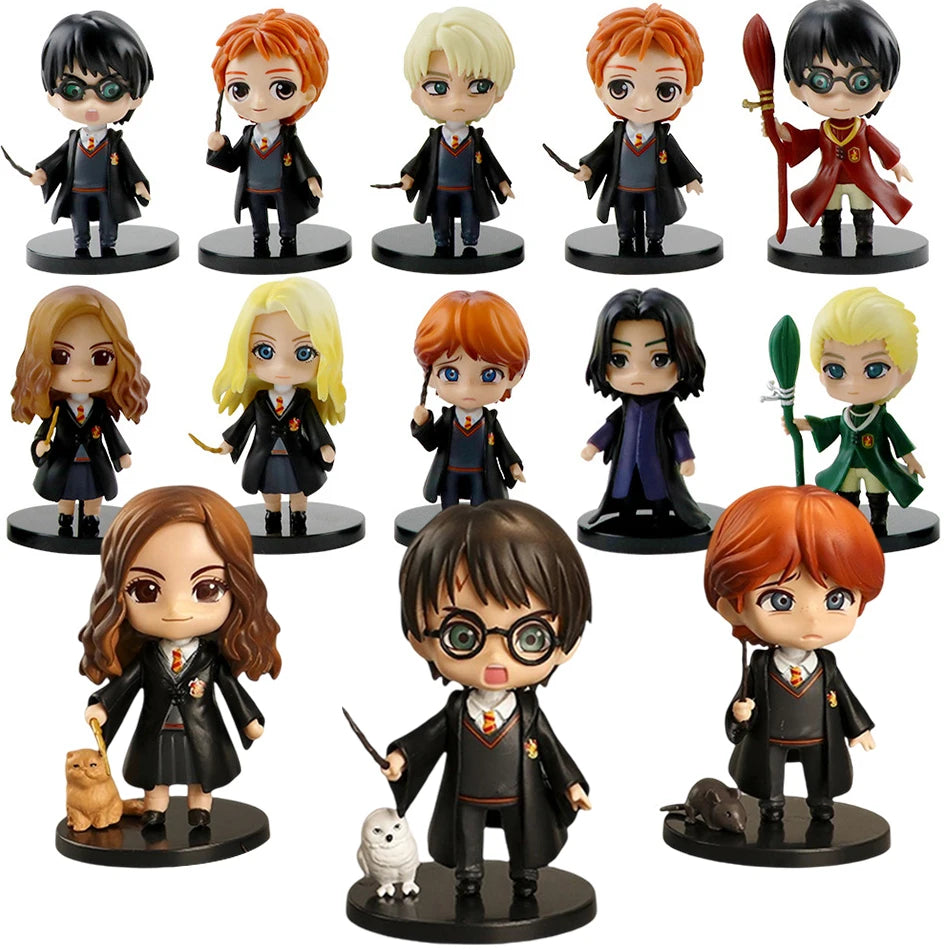 7-9cm 3pcs/10pcs Harryy Q Style Potter Posket Hermione Ron Hedwig Vinyl Figure Toy Cake Decoration Car Model PVC Doll Gift Toys