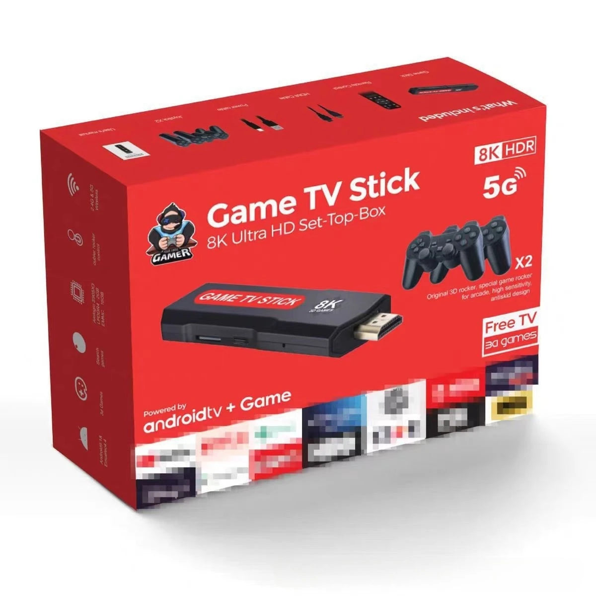 Q9 Retro Video Handheld Game Console 2.4G Dual Wireless Gamepads Retro Game Stick 8K 64G Classica Retro Game Two Player
