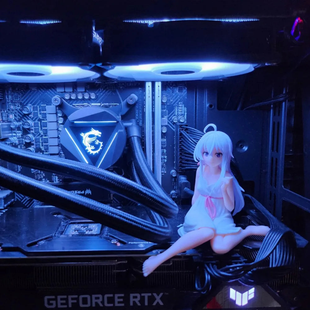 New Anime Wandering Witch: The Journey Elaina Figure PVC Pajama sitting posture Model Toys Computer central control pendant