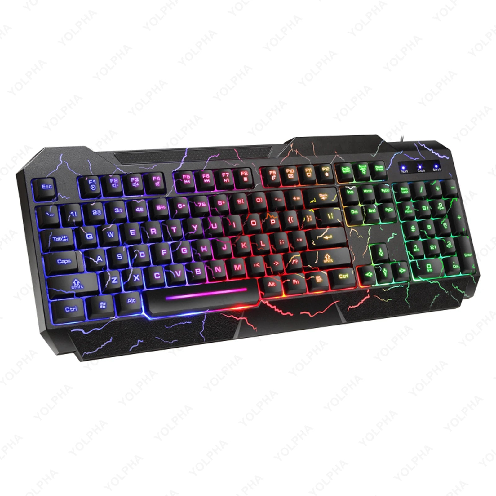 Комплект геймърска клавиатура и мишка Crack Rainbow Glow с подсветка, светеща геймърска периферия, ергономична механична клавиатура и мишка