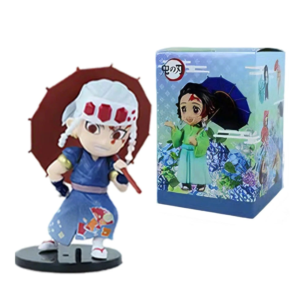 In stock 12cm kawaii  Demon Slayer Plum Rain Series with Box Handmade Model no Yaiba Kamado Nezuko Action Figure Ornament Gift
